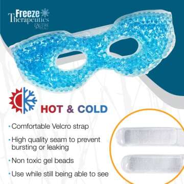 USA Merchant - 2 Redesigned Therapeutic Spa Gel Bead Eye Masks - Hot/Cold Reusable Ice Packs with Flexible Beads - Compress Therapy for Puffy Eyes, Dark Circles, Headaches, Migraines, Stress Relief