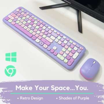 X9 Purple Keyboard and Mouse Wireless Colorful - Transform Your Space with 2.4G Aesthetic Cute Keybo...