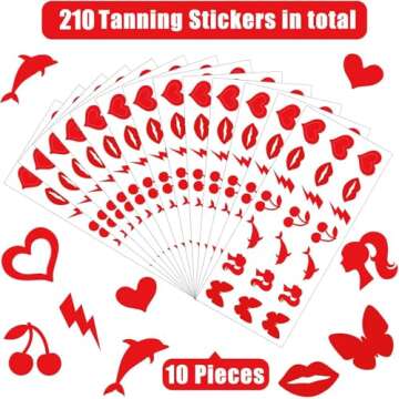 Chinco 210 Pieces Multi-Style Tanning Stickers - Fun & Waterproof