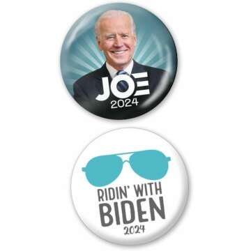 Ridin' with Biden Button and Photo Button - Joe 2-Pack Pins 2.25 Inch 2024
