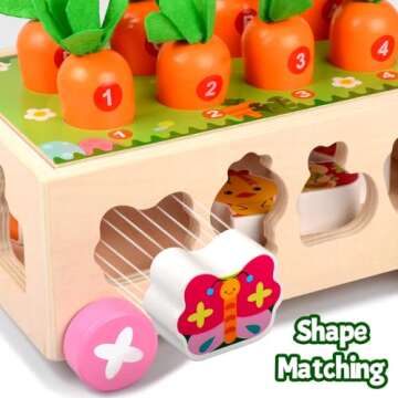 Waybla Easter Toddlers Montessori Wooden Educational Toys for Baby Boys Girls Age 1 2 3 Year Old, Early Learning Easter Toys Easter Gifts Easter Basket Stuffers