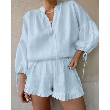 Mxiqqpltky Linen Shorts Sets Women – Chic 2 Piece Summer Outfits with Comfortable Fit