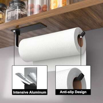 Matte Black Aluminum Paper Towel Holder for Easy Installation