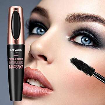 4D Silk Fiber Lash Mascara Waterproof, Luxuriously Longer, Thicker, Voluminous Eyelashes, Long-Lasti...