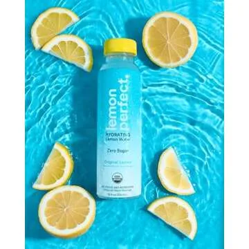 Lemon Perfect, Hydrating Organic Lemon Water, Zero Sugar, Flavored Water, Squeezed from Real Fruit, Plastic Neutral, No Artificial Ingredients, Original Lemon (12oz Bottles) 12pk