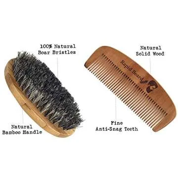 Beard Grooming & Trimming Kit for Men Care - Beard Brush & Comb, Unscented Oil Leave in Conditioner, Mustache & Beard Balm Butter Wax Growth, Styling - Stocking Stuffers Set