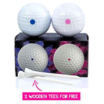 Gender Reveal Golf Balls Exploding Golf Ball Set (1 Pink + 1 Blue + 2 Wooden Tees per Pack) Girl or ...
