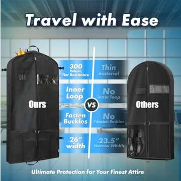 Simple Houseware 43-Inch Heavy Duty Garment Bag with Pockets for Dresses, Coats