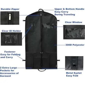 Simple Houseware 43-Inch Heavy Duty Garment Bag with Pockets for Dresses, Coats