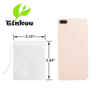 Tinkee Tea Filter bags, safe and natural material, disposable tea infuser, empty tea bag with drawst...