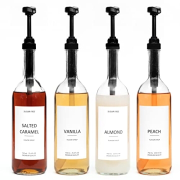 Demi's Home 25.4 oz Glass Coffee Syrup Dispenser - Perfect for Your Coffee Bar