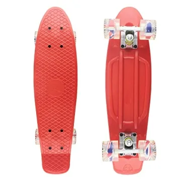 Meketec Mini Cruiser Skateboard Red for Kids & Beginners