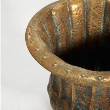 Worth Garden 24.5" H. Metal Urn Planters 2-Pack - Bronze Classic Antique Iron Plant Pots - Large Dec...