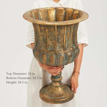 Durable Worth Garden Metal Urn Planters 2-Pack