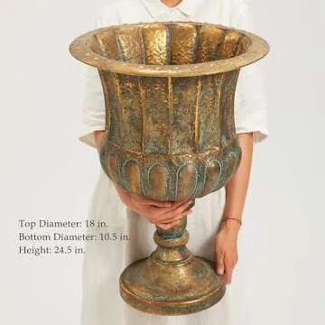 Durable Worth Garden Metal Urn Planters 2-Pack