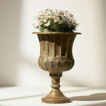 Durable Worth Garden Metal Urn Planters 2-Pack