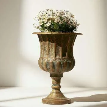 Durable Worth Garden Metal Urn Planters 2-Pack