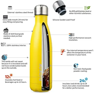 BJPKPK Insulated Water Bottle - 17oz Stainless Steel