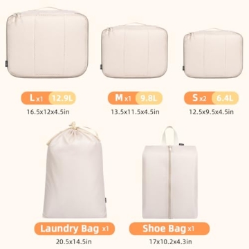 Packing Cubes Set - Organize Travel Luggage Efficiently