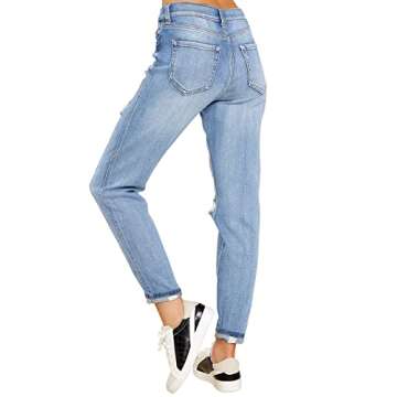 luvamia Women's Casual Ripped Jeans High Waisted Boyfriend Jeans Tapered Mom Jeans Denim Pants Night...