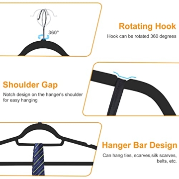 BAGAIL Velvet Non-Slip Hangers for Organized Closets