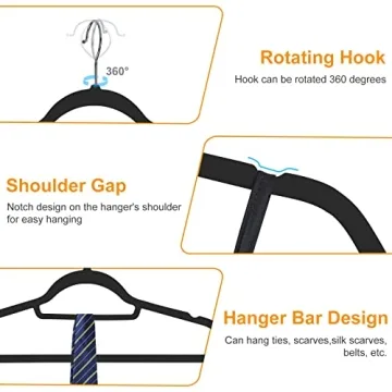 BAGAIL Velvet Non-Slip Hangers for Organized Closets