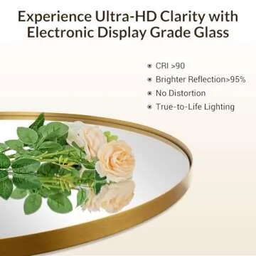 ANDY STAR Gold Oval Mirror, Brass Mirror for Wall, Oval Mirrors for Bathroom in Stainless Steel Metal 1’’ Thin Frame Pill Shaped Mirror Hangs Vertical or Horizontal Ideal for Limited Space