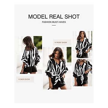 Asvivid Womens Striped V Neck Tops for Casual Style