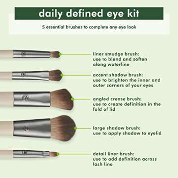 EcoTools Daily Defined Eye Brush Kit, Makeup Brushes For Liquid, Powder, & Cream Eyeshadow & Eyeliner Application, Eco-Friendly Eye Brushes, Synthetic Hair, Cruelty Free, 5 Piece Set