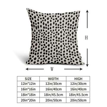 Polka Dot Pillow Covers 18x18 Set of 2 Black Cream Throw Pillows Boho Design Brush Strokes Decorative Outdoor Pillowcase Square Cushion Cover Linen Pillow Case for Home Sofa Couch Bed