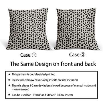Polka Dot Pillow Covers 18x18 Set of 2 Black Cream Throw Pillows Boho Design Brush Strokes Decorative Outdoor Pillowcase Square Cushion Cover Linen Pillow Case for Home Sofa Couch Bed