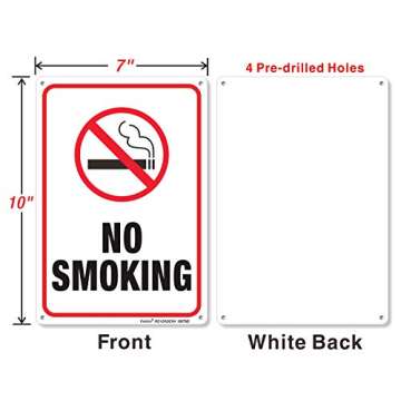 No Smoking Sign,2 Pack No Smoking Metal Reflective Signs - 10 x 7 .040 Rust Free Heavy Duty Aluminum...