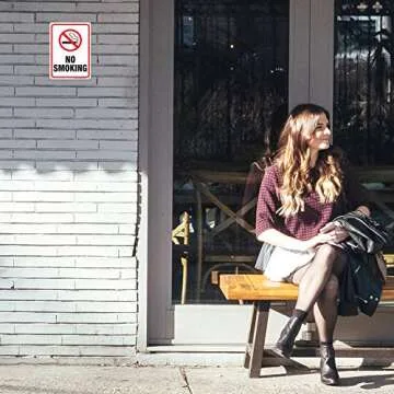 No Smoking Sign,2 Pack No Smoking Metal Reflective Signs - 10 x 7 .040 Rust Free Heavy Duty Aluminum sign - UV Printed With Professional Graphics - Easy To Mount - Indoor & Outdoor Use