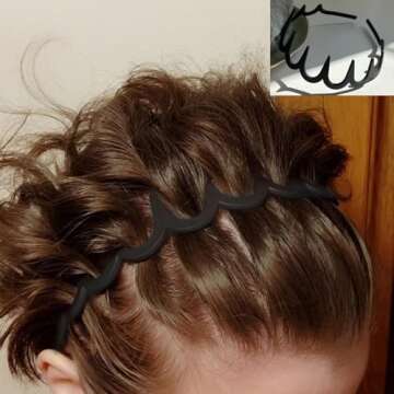 ULTIMUTE 8 PCS Fashion No Slip Effortless Plastic Headbands with Teeth Comb Black Skinny Hair Accessories Bands for Women Men Teen Girls, Matte Black