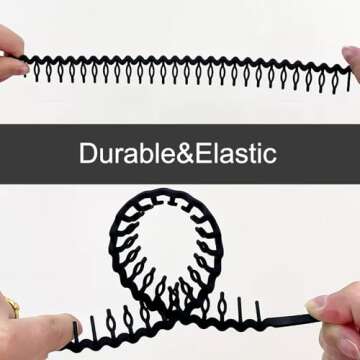 ULTIMUTE 8 PCS Fashion No Slip Effortless Plastic Headbands with Teeth Comb Black Skinny Hair Accessories Bands for Women Men Teen Girls, Matte Black