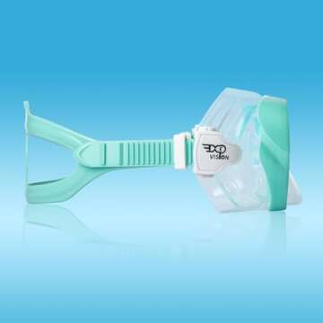 Kids Snorkel Swim Mask, Child Diving Mask Anti-Fog Swim Goggles with Nose Cover for Snorkeling Diving Swimming (T-Blue and Aqua)