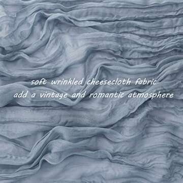 12 Pack 10Ft Cheesecloth Table Runner 35x120 Inch Boho Gauze Table Runner Rustic Cheese Cloth Long Table Runner Romantic Table Runner for Wedding Bridal Shower Birthday Party Table Decor (Dusty Blue)