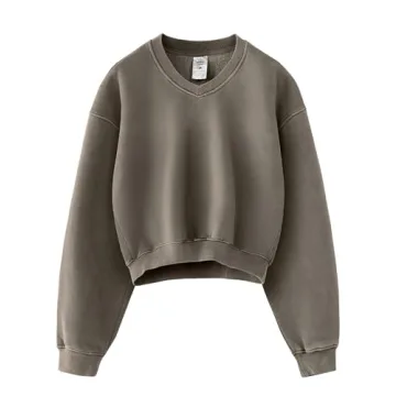 Hatant Sweatshirt for Women Acid Wash Athletic Hoodies Heritage Fleece V-neck Long Sleeve Hoodie Y2K...