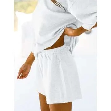 Tankaneo Womens Pajama Sets 3/4 Sleeve Oversized Tops and Elastic Waist Shorts Lounge Sets Loungewea...