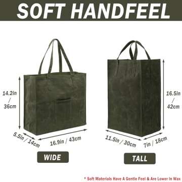 Kaaltisy Waxed Canvas Grocery Bag Eco-friendly Reusable Shopping Bag with Pocket Stylish Market Tote...