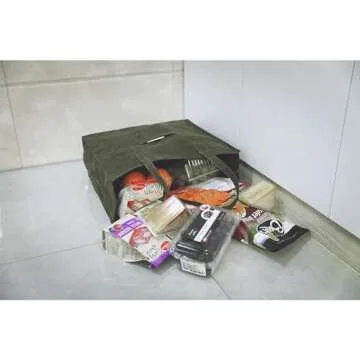 Kaaltisy Waxed Canvas Grocery Bag Eco-friendly Reusable Shopping Bag with Pocket Stylish Market Tote Bag Waterproof Waxed Canvas Beach Bag, Wide, Soft Handfeel