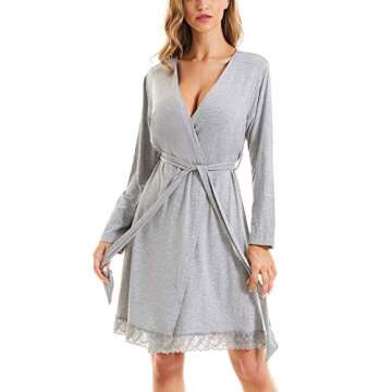 SWOMOG Women's Maternity Nursing Robe Pregnancy Hospital Breastfeeding Bathrobes 3 in 1 Labor Delivery Nightgowns