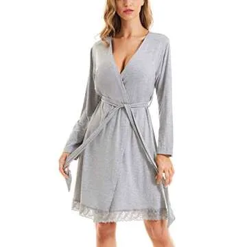 SWOMOG Women's Maternity Nursing Robe Pregnancy Hospital Breastfeeding Bathrobes 3 in 1 Labor Delivery Nightgowns