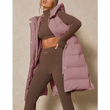 Inorin Womens Down Vest with Stand Collar Thick Hooded Sleeveless Long Coats Jacket