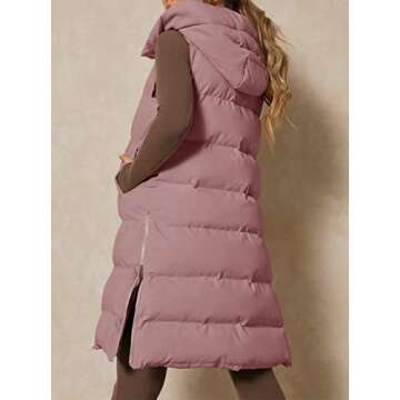 Inorin Womens Down Vest with Stand Collar Thick Hooded Sleeveless Long Coats Jacket