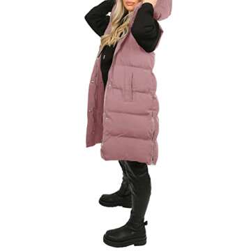 Inorin Womens Down Vest with Stand Collar Thick Hooded Sleeveless Long Coats Jacket