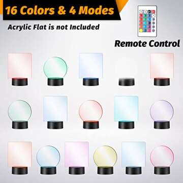 6-Piece 3D Night LED Base with Remote & USB