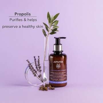 Apivita Face Cleansing Foam for Face & Eyes 200ml - Foaming Facial Cleanser & Makeup Remover - Natural Face Wash with Lavender, Olive and Propolis - Gently Cleanses, Hydrates, Antioxidant Protection