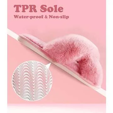 Women's Pink Fuzzy Plush Faux Fur Memory Foam Ankle Slippers - Breathable, Comfy House Indoor Slippers