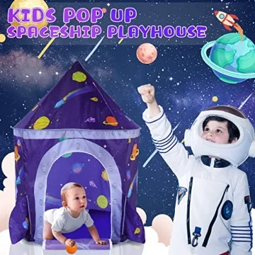 LOJETON 3pc Space Ship Play Tent for Kids 3-7 Years